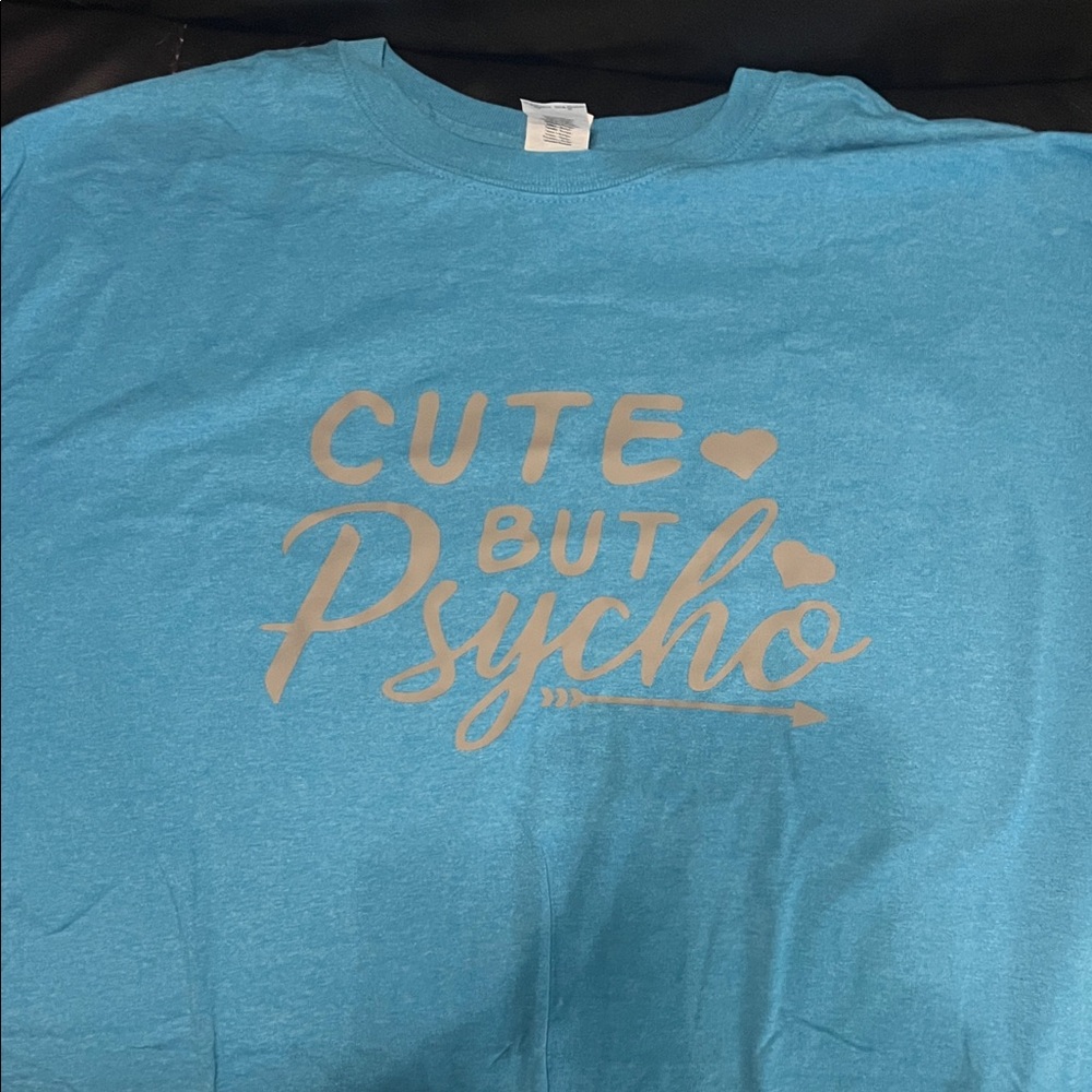Gildan Blue Short Sleeve Tee with Tan Print